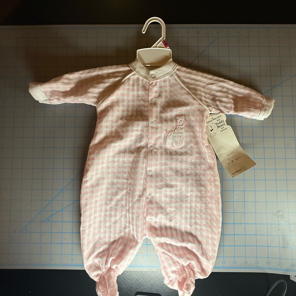 Onesie Footie Baby Size 6 - 9 Months NWT Vintage Pink Checkered One Piece